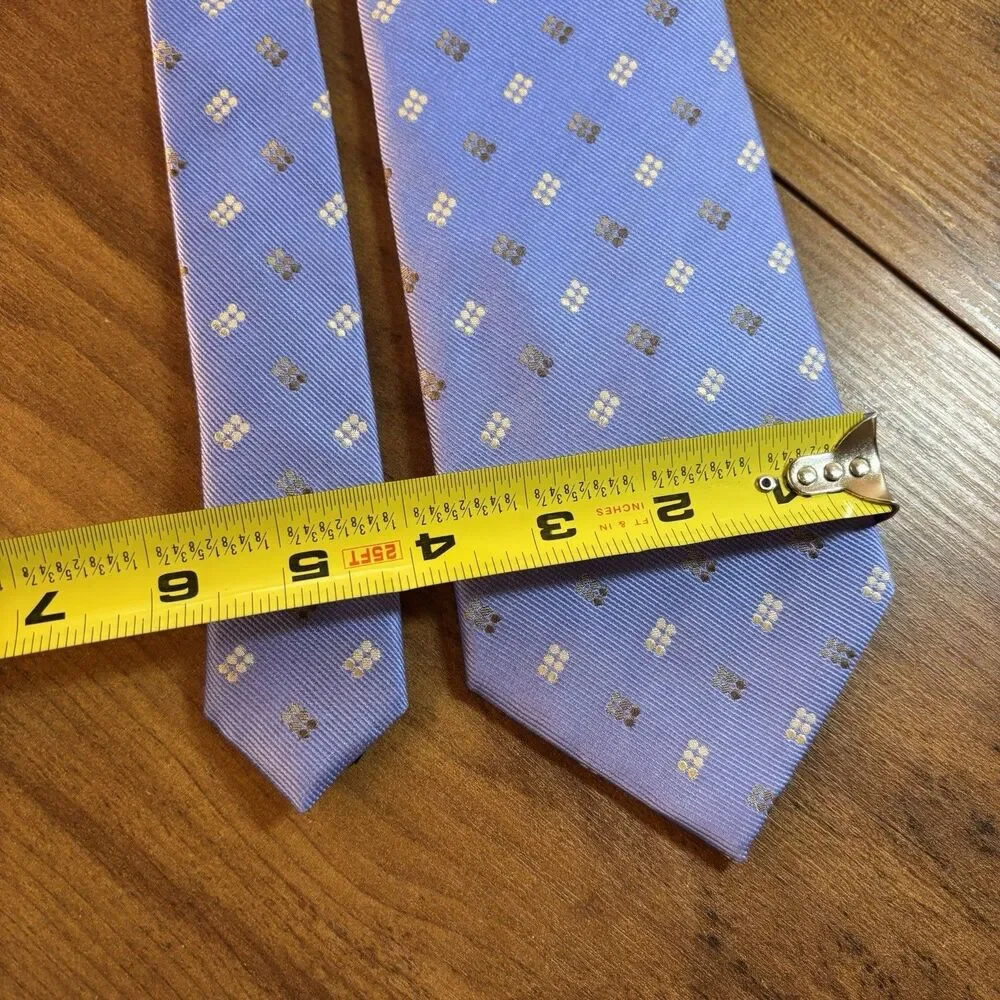English Country Classics Silk Necktie Periwinkle Blue Geometric Dot Made England